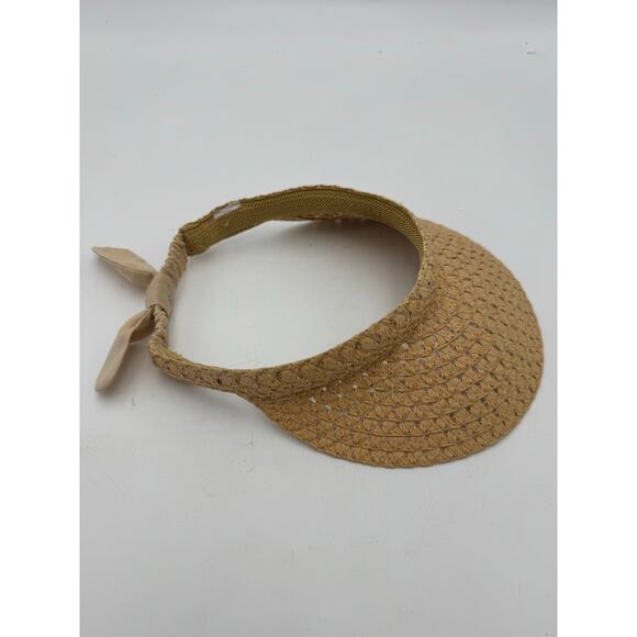 Women’s Woven Straw Sun Visor Hat with Bow Tie Back – - Picture 4 of 4